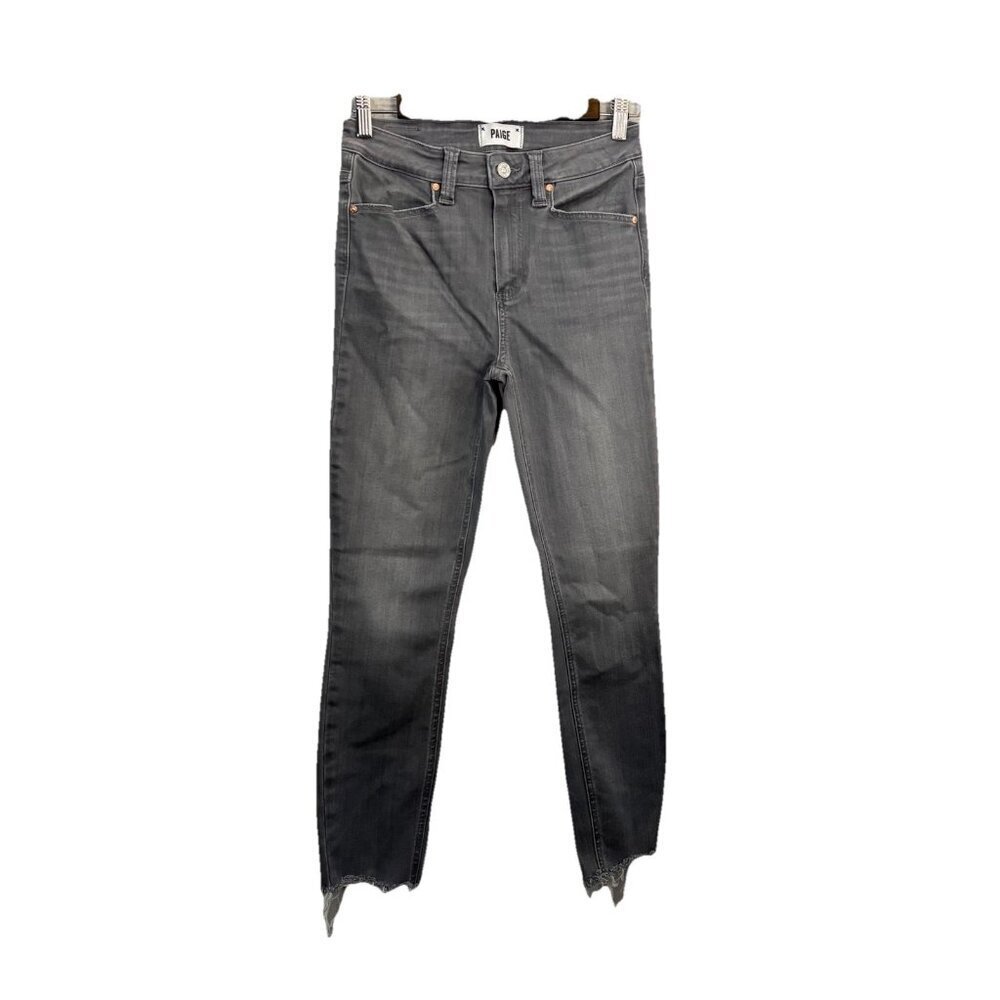 Paige Hoxton Ankle Gray Skinny Jeans Women 26 Raw Hem